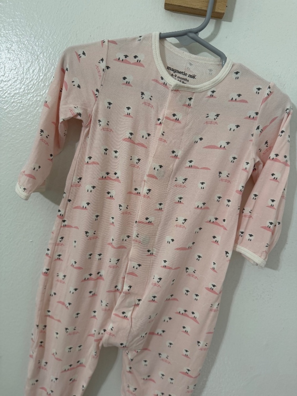 Magnetic Me Pink Sheep Print Footed Sleeper One Piece 6-9 Months Modal
